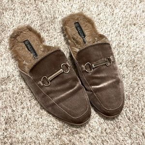 Wild Diva velvet slip ons